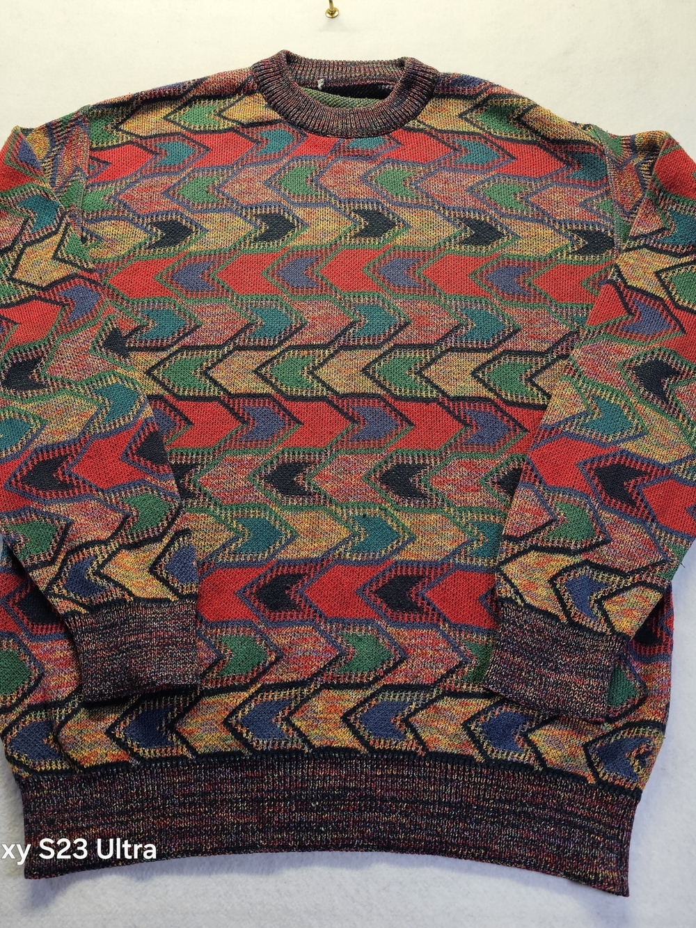 Multicolor Chevron Knit Crewneck Sweater - Men's